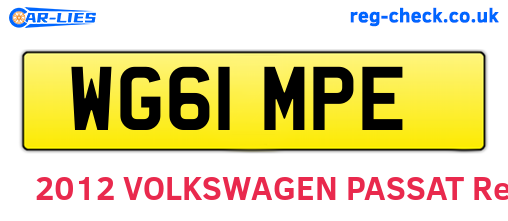 WG61MPE are the vehicle registration plates.