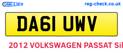 DA61UWV are the vehicle registration plates.