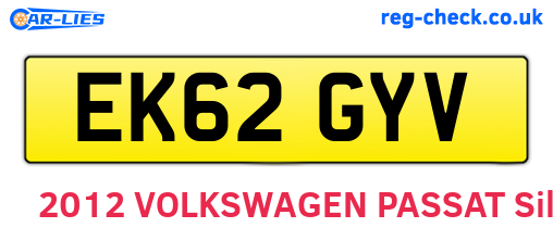 EK62GYV are the vehicle registration plates.