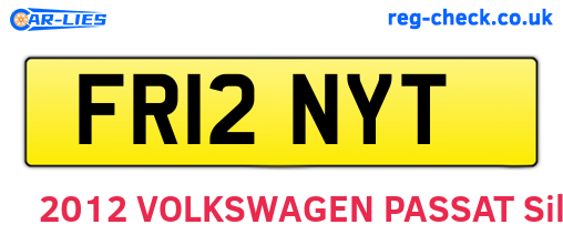 FR12NYT are the vehicle registration plates.