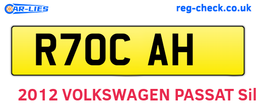 R70CAH are the vehicle registration plates.