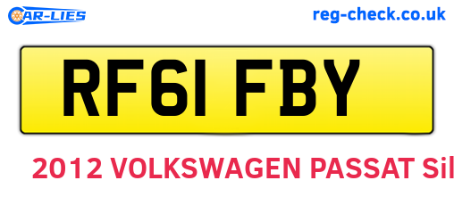 RF61FBY are the vehicle registration plates.