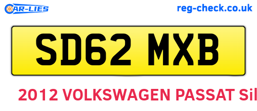 SD62MXB are the vehicle registration plates.