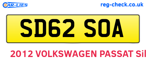 SD62SOA are the vehicle registration plates.