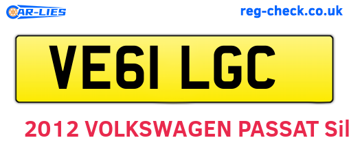 VE61LGC are the vehicle registration plates.