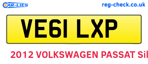 VE61LXP are the vehicle registration plates.