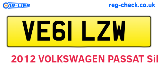 VE61LZW are the vehicle registration plates.