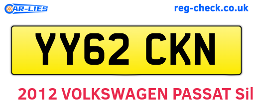 YY62CKN are the vehicle registration plates.