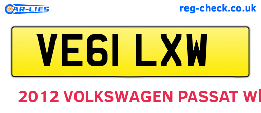 VE61LXW are the vehicle registration plates.