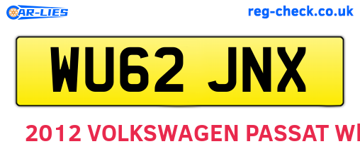 WU62JNX are the vehicle registration plates.
