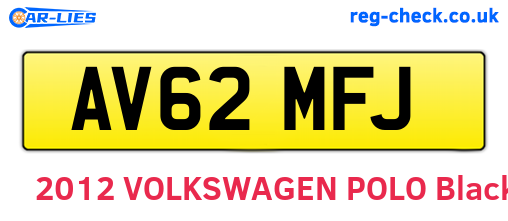 AV62MFJ are the vehicle registration plates.