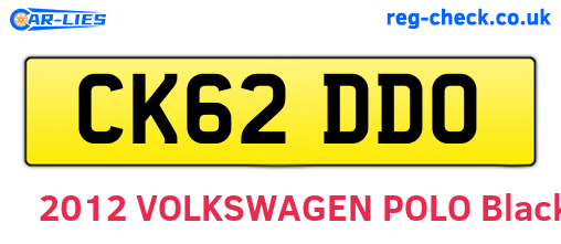 CK62DDO are the vehicle registration plates.