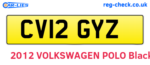 CV12GYZ are the vehicle registration plates.