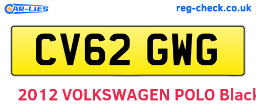 CV62GWG are the vehicle registration plates.