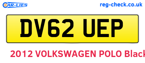DV62UEP are the vehicle registration plates.