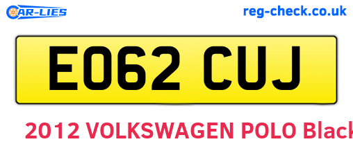 EO62CUJ are the vehicle registration plates.
