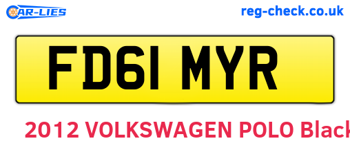 FD61MYR are the vehicle registration plates.