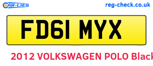 FD61MYX are the vehicle registration plates.