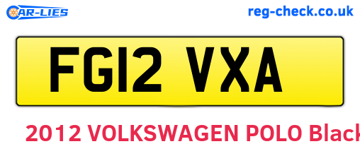 FG12VXA are the vehicle registration plates.
