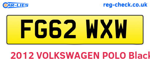 FG62WXW are the vehicle registration plates.