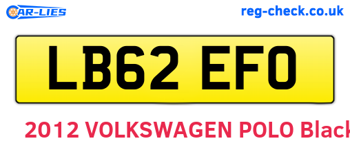 LB62EFO are the vehicle registration plates.
