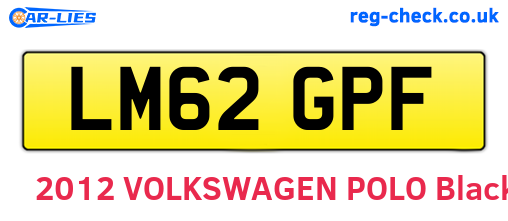 LM62GPF are the vehicle registration plates.