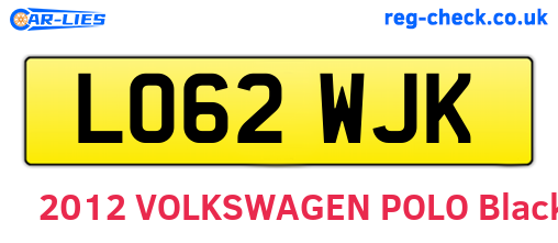 LO62WJK are the vehicle registration plates.