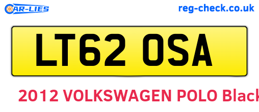 LT62OSA are the vehicle registration plates.