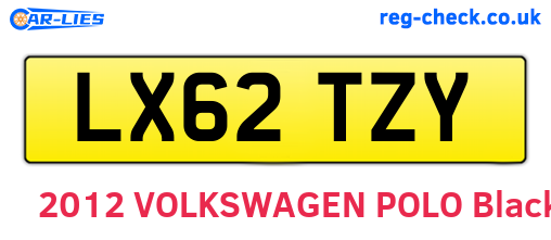LX62TZY are the vehicle registration plates.