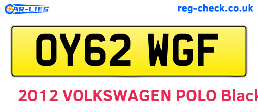 OY62WGF are the vehicle registration plates.