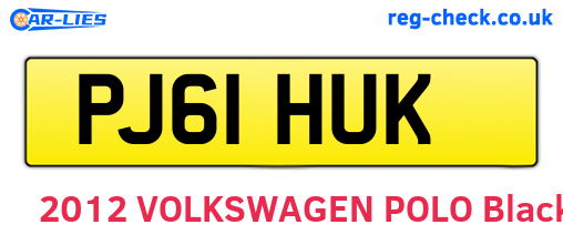 PJ61HUK are the vehicle registration plates.