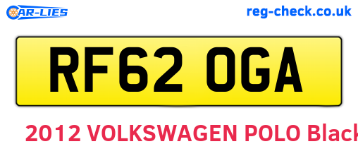 RF62OGA are the vehicle registration plates.