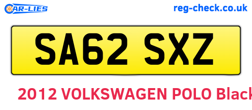 SA62SXZ are the vehicle registration plates.
