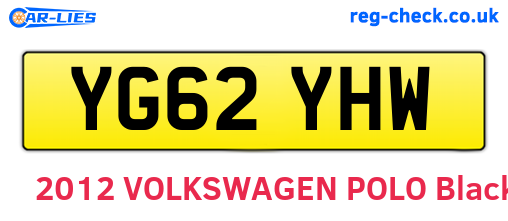 YG62YHW are the vehicle registration plates.