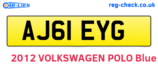 AJ61EYG are the vehicle registration plates.
