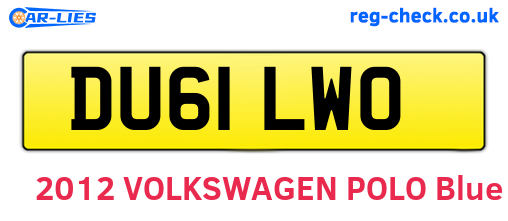 DU61LWO are the vehicle registration plates.