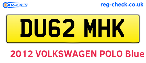 DU62MHK are the vehicle registration plates.