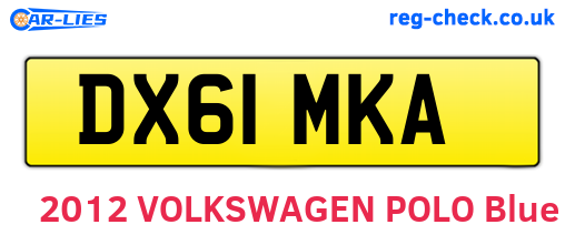 DX61MKA are the vehicle registration plates.