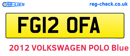 FG12OFA are the vehicle registration plates.
