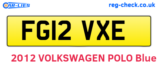 FG12VXE are the vehicle registration plates.