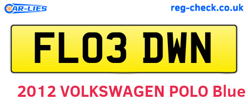 FL03DWN are the vehicle registration plates.