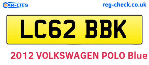 LC62BBK are the vehicle registration plates.