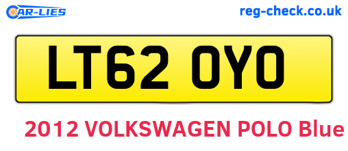LT62OYO are the vehicle registration plates.