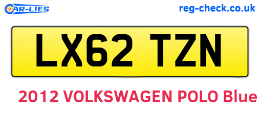 LX62TZN are the vehicle registration plates.