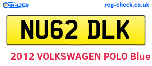 NU62DLK are the vehicle registration plates.