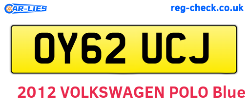 OY62UCJ are the vehicle registration plates.