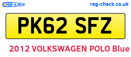 PK62SFZ are the vehicle registration plates.
