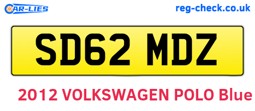 SD62MDZ are the vehicle registration plates.