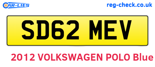 SD62MEV are the vehicle registration plates.