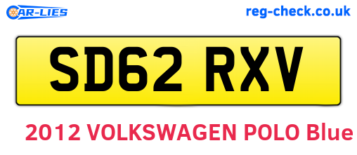 SD62RXV are the vehicle registration plates.